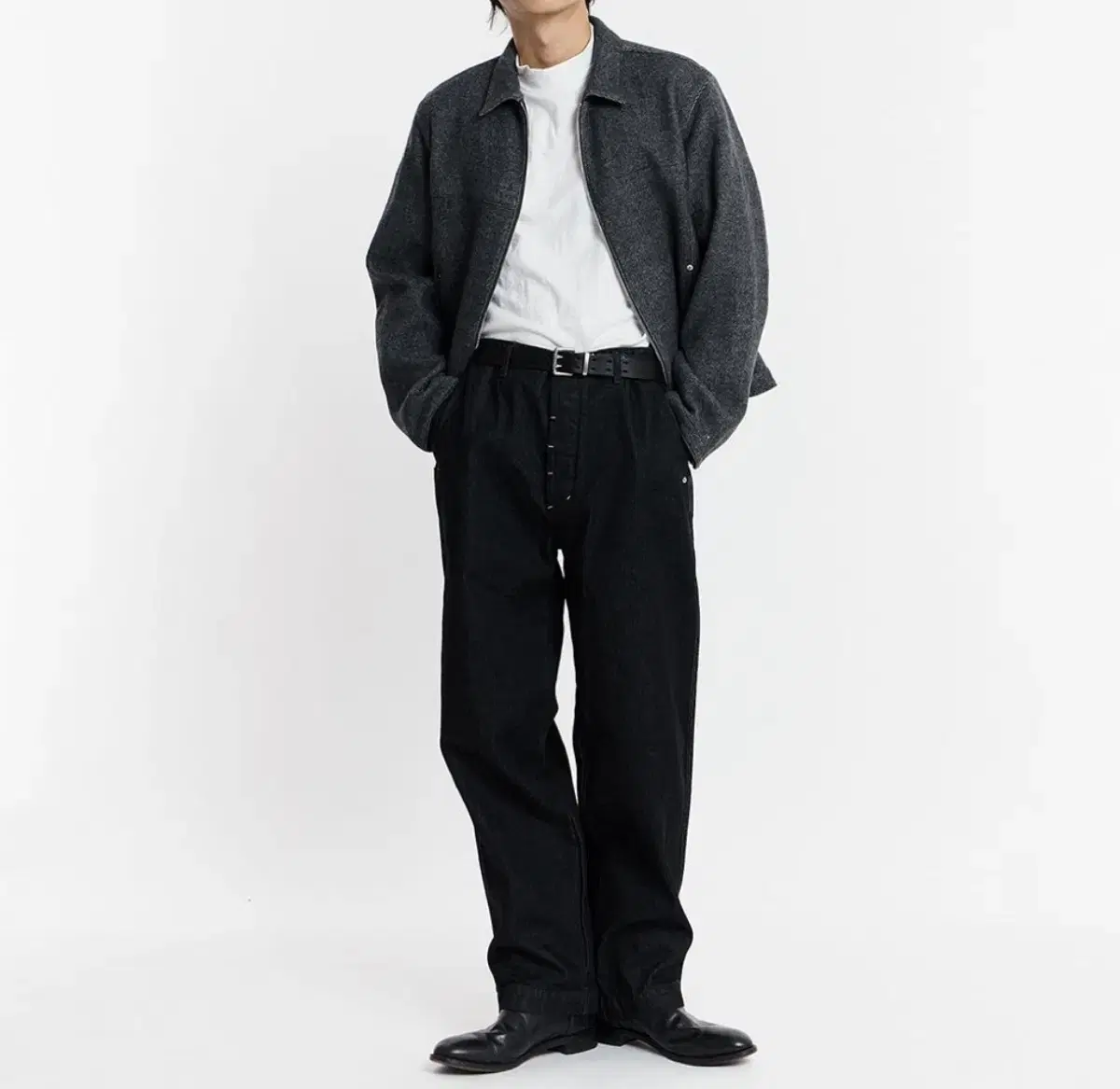 (고급소재) 100% 울 트러커 자켓 - 차콜