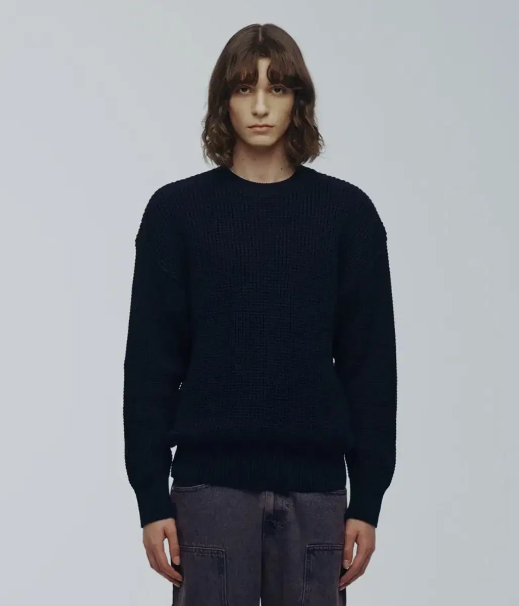 Knitted Navy Waffle Knit