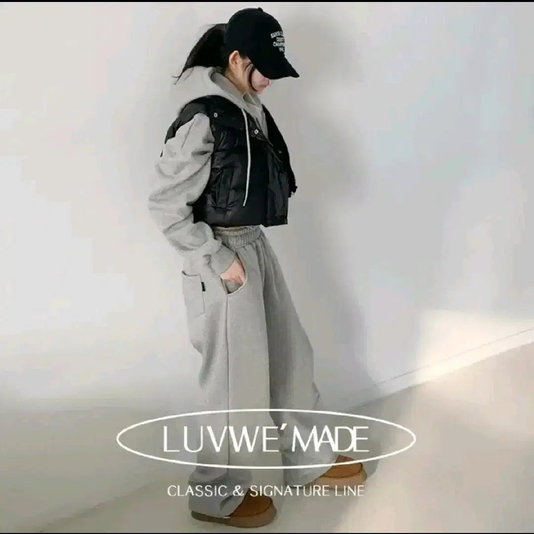 기모 제니 투웨이 크롭 후드 집업 + 와이드 팬츠 트레이닝 세트