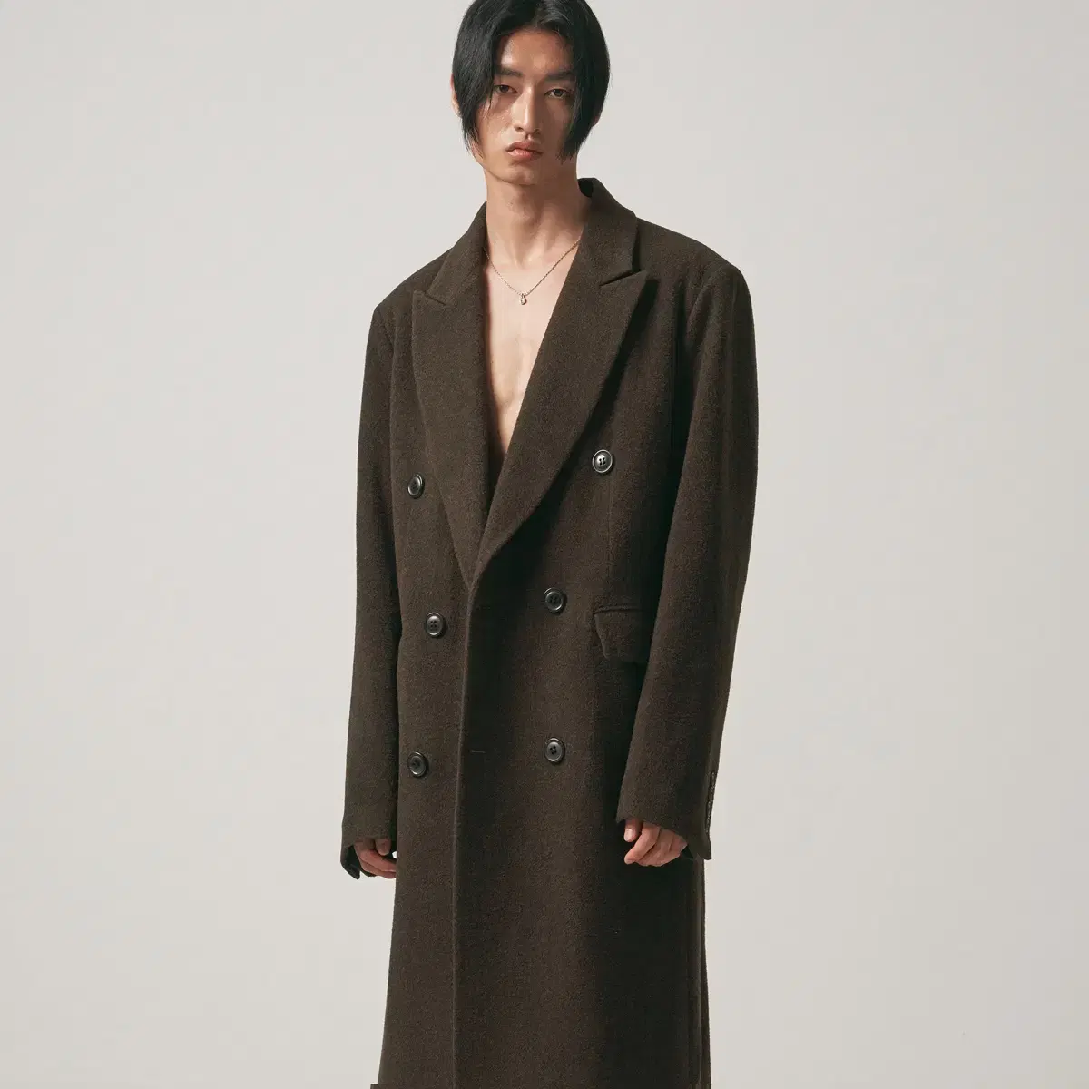 [48] 노이어 브라운 더블 브레스티드 코트