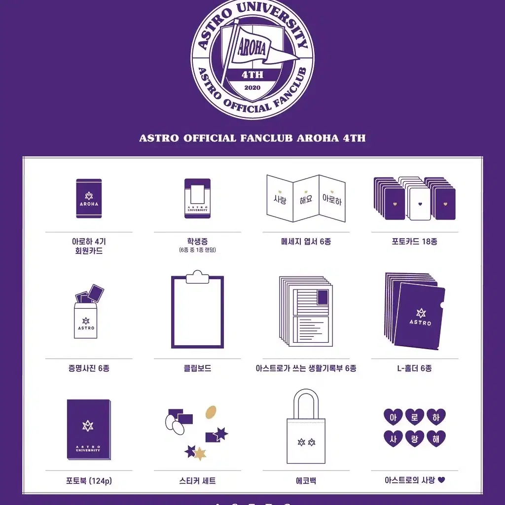 グッズセット　ASTRO 4期ファンクラブキット 「オフィシャルファンクラブ AROHA」 入会特典 ASTRO | 아스트로 Astro Official Fan Club AROHA 4th Term kit