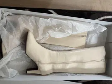 아이보리 지퍼 달린 롱 부츠 S 롱 부츠 부츠 갸루