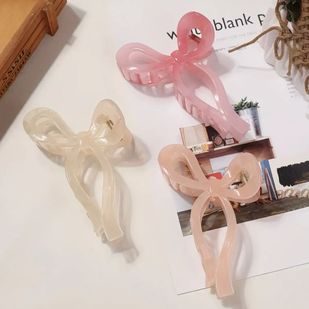 (새상품)리본모양 집게핀 3종세트