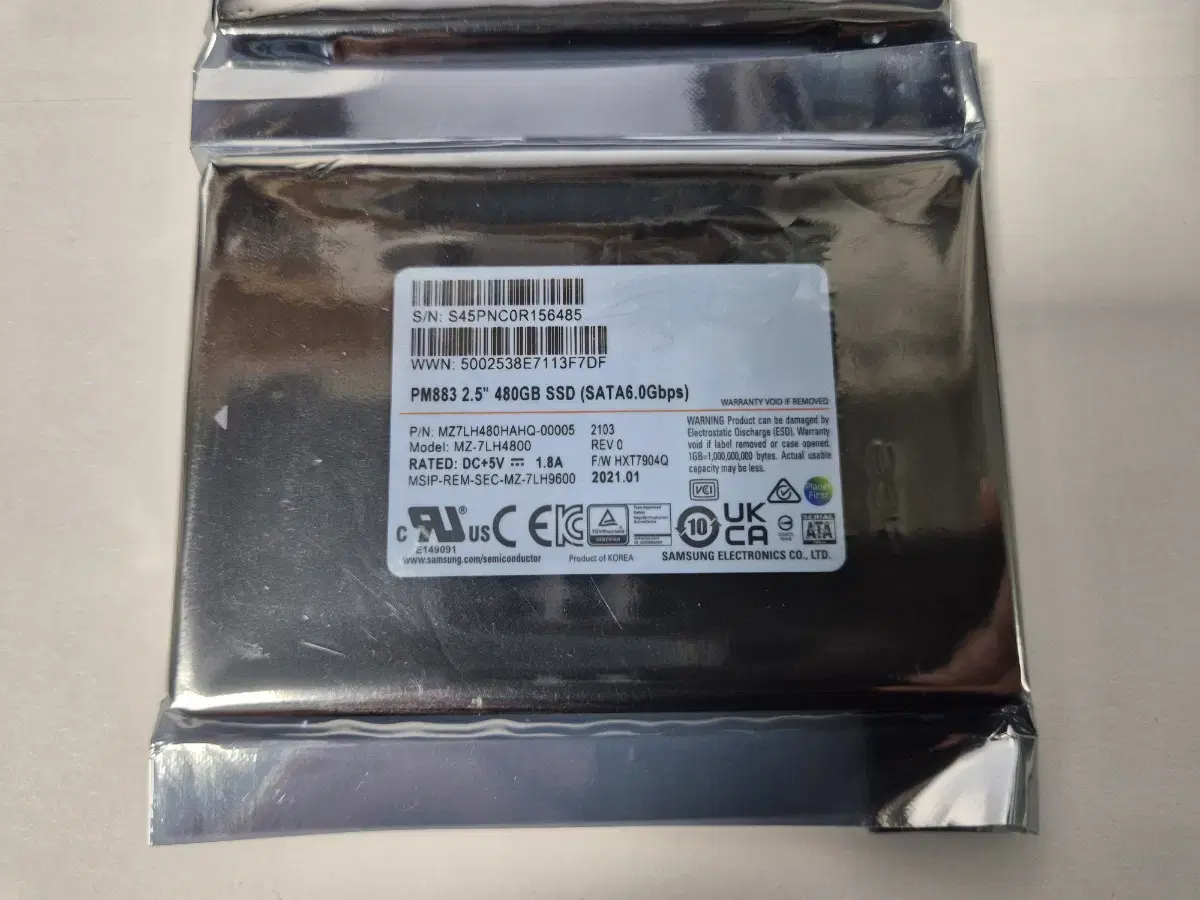 삼성 SSD MZ-7LH4800 480GB 미사용