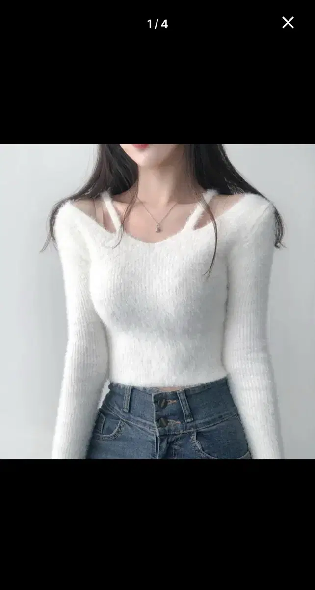 에이블리 오프숄더 니트 아이보리 에눌 가능