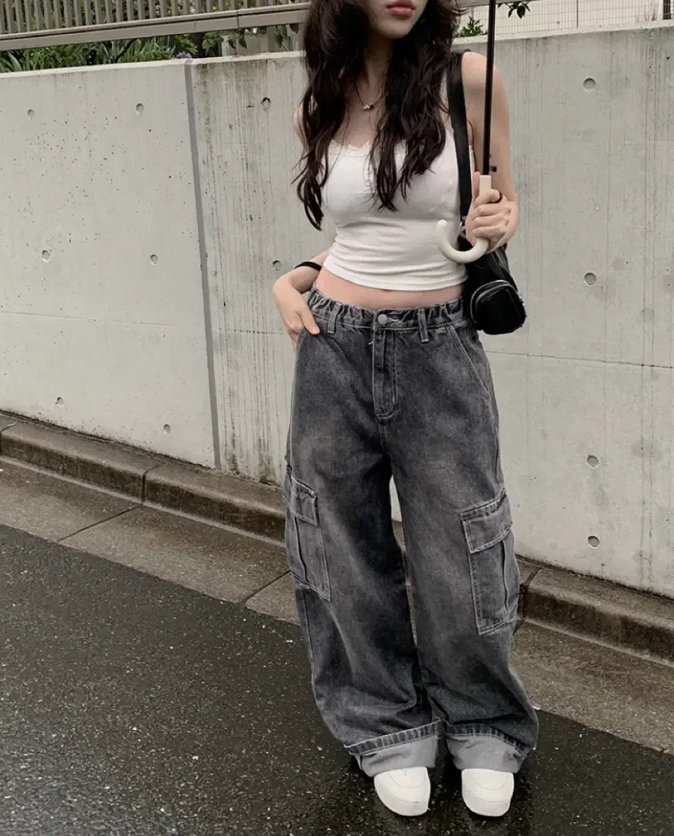 애니원모어 카고데님 와이드팬츠