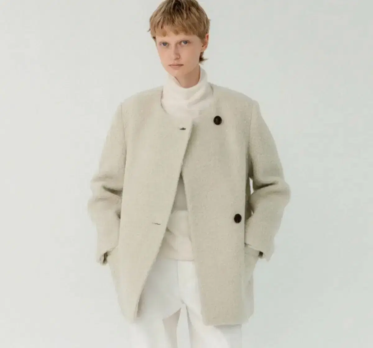 White)RIETTE Riette Anne half jacket wool alpaca kara #리에뜨 