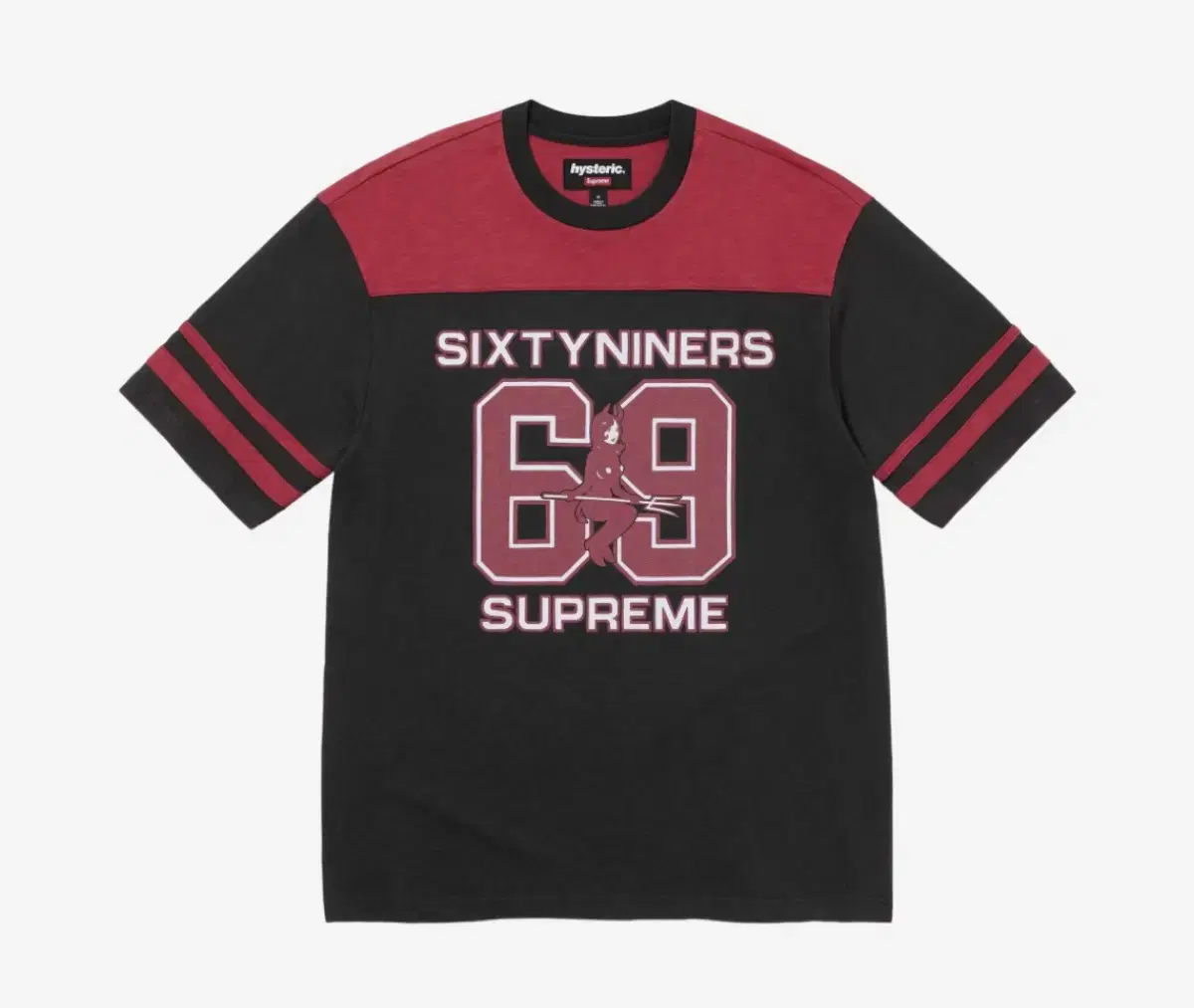 M) 슈프림 x 히스테릭 글래머 69 풋볼 저지 반팔 티셔츠 24FW