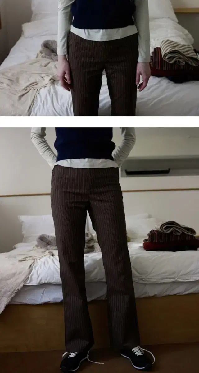 엔조블루스 스트라이프 부츠컷 팬츠 S