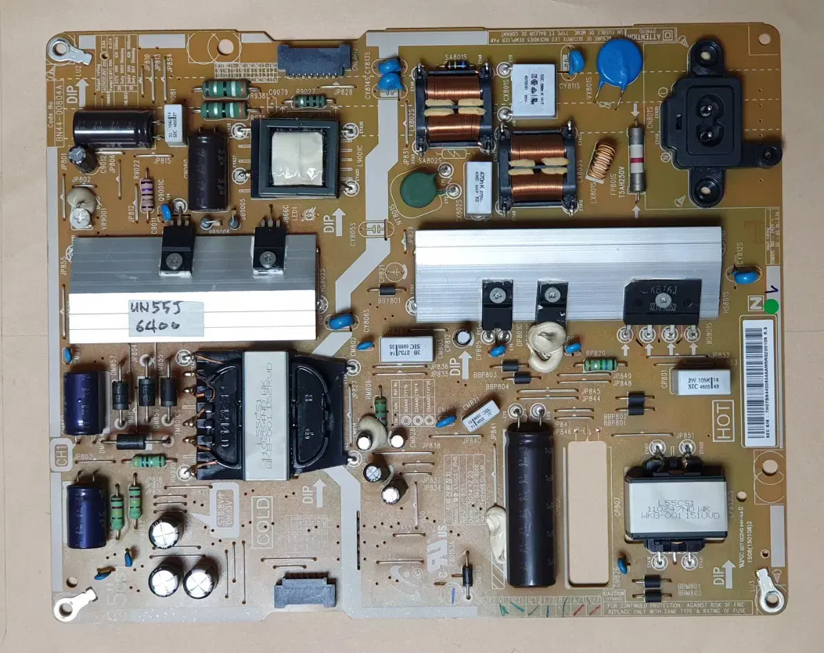 삼성 UN55J6400, 55인치 파워 메인 티콘 양품 중고보드