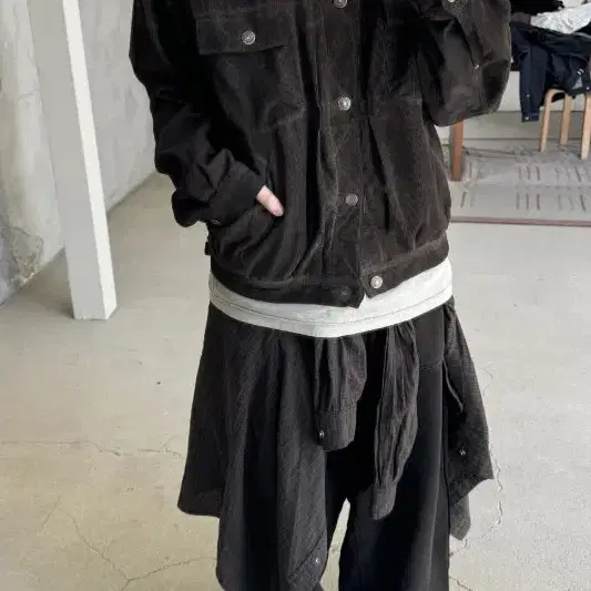 [3] 폴리테루 24fw 유즈드 트러커 자켓 코듀로이 카모 브라운