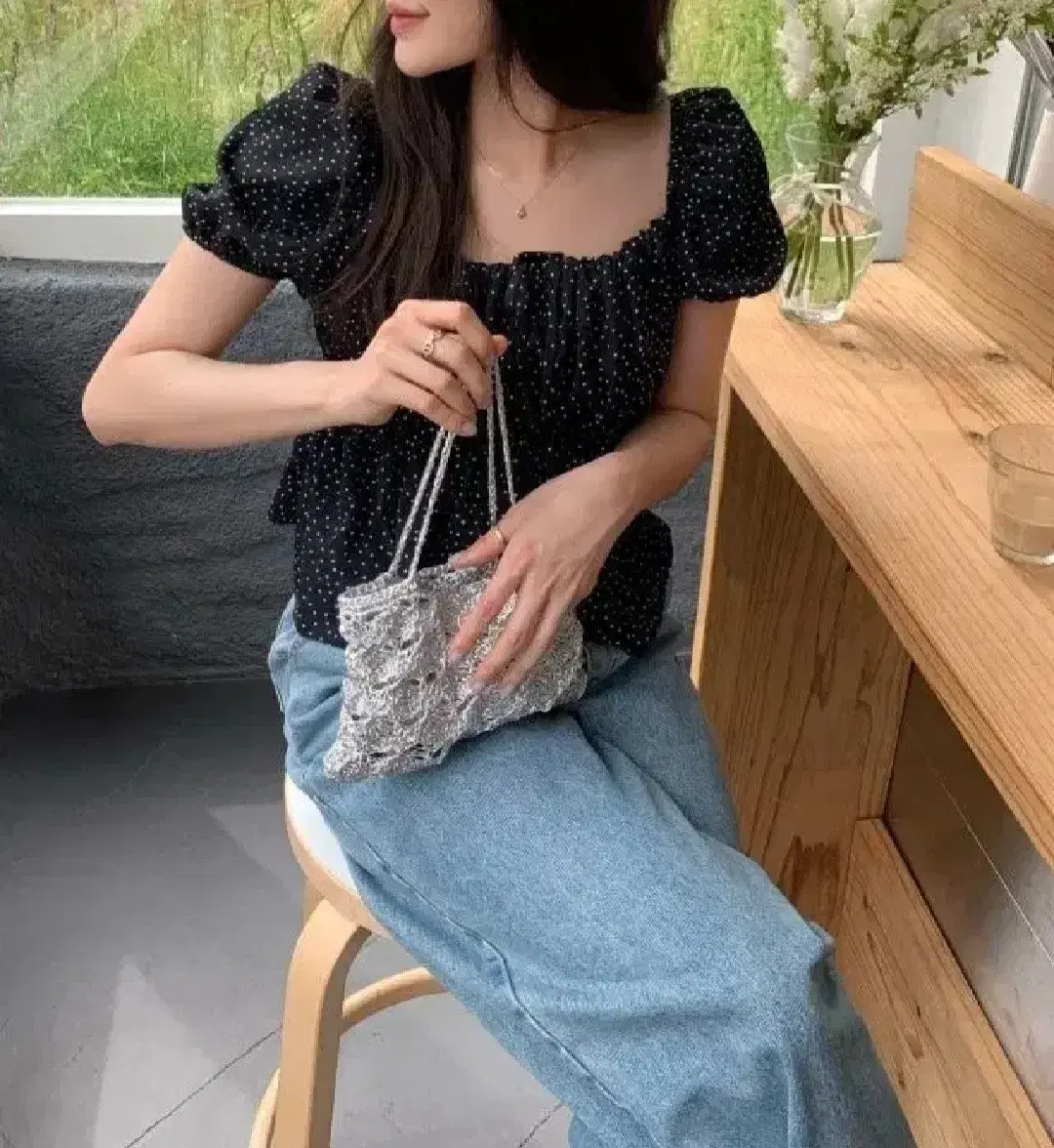레이지샵 도트 블라우스