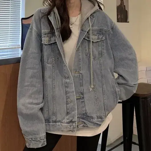 봄자켓 루즈핏 후드 청자켓