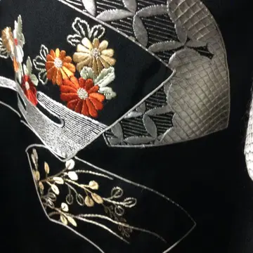 블랙 겉옷 문장 기모노 미사용 고급품 176