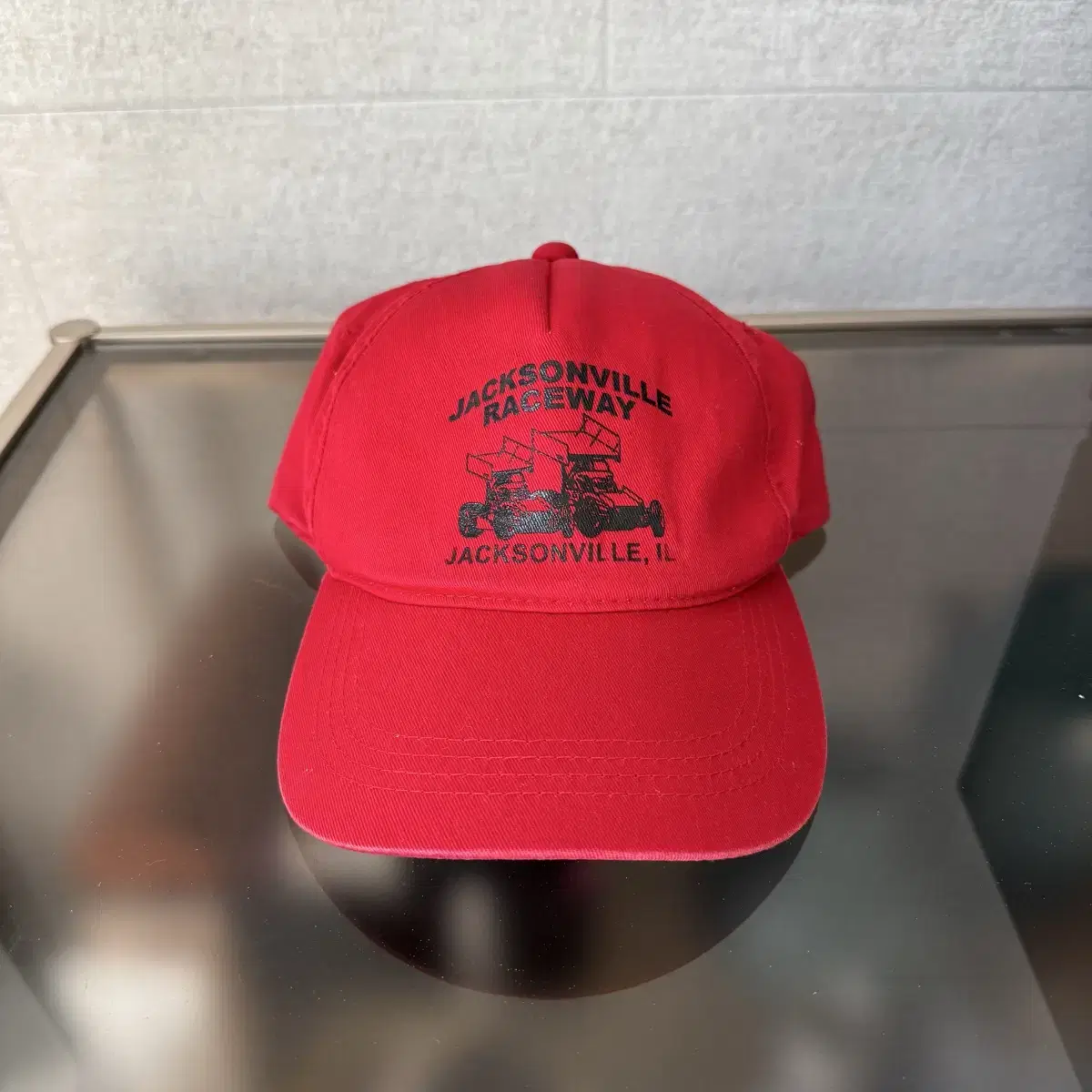Human & Cat Found Washed Vintage Ball Cap Red on Bunjang