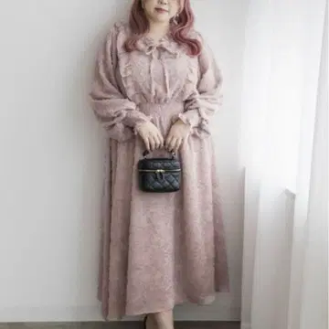 쿠레트 clette 꽃무늬 프린지 자카드 원피스 핑크 3L