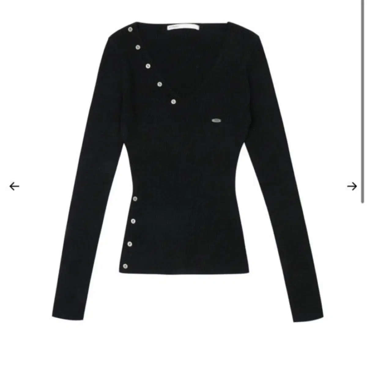BUTTON V-NECK SLIT KNIT,BK
