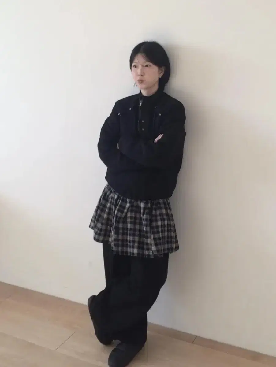 회렌 캐스팅 누빔 점퍼 블랙 웨스턴 자켓