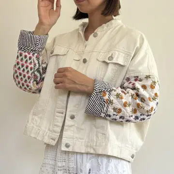 패치워크 자켓 데님 자켓 패치워크 퀼트 데님 자켓