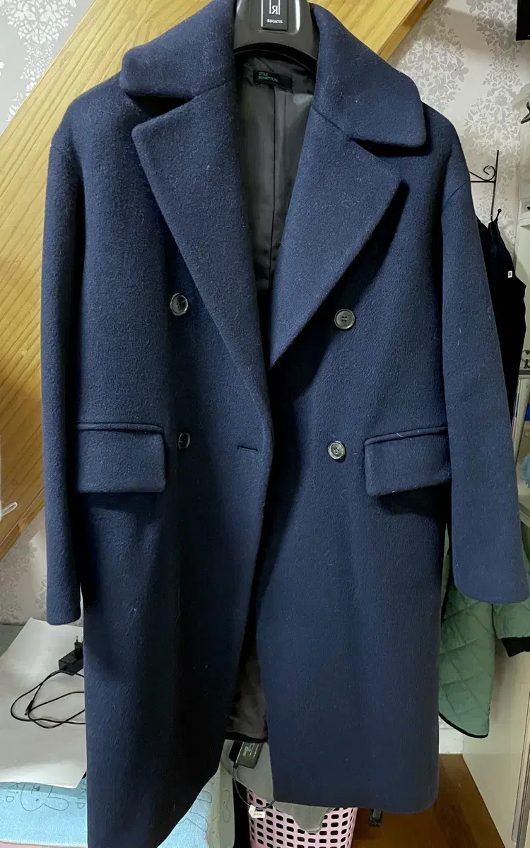 베네통 Benetton 오버룩 데일리코트 정품 곤색 42호