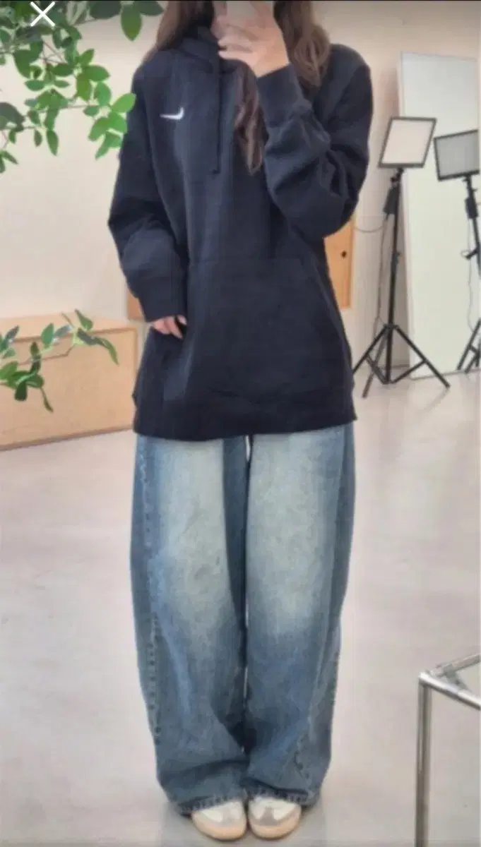 나이키 스우시 기모 후드티 블랙 M 새상품