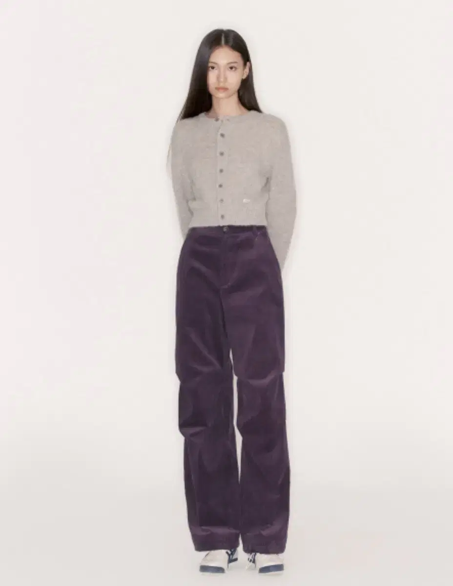 아비에무아 헤어리 알파카 가디건 멜란지 그레이