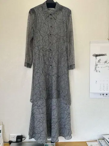 그레이 긴팔 셔츠 원피스 슬립 포함