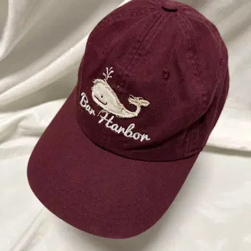빈티지 야구 모자 ahead 고래 와인 레드