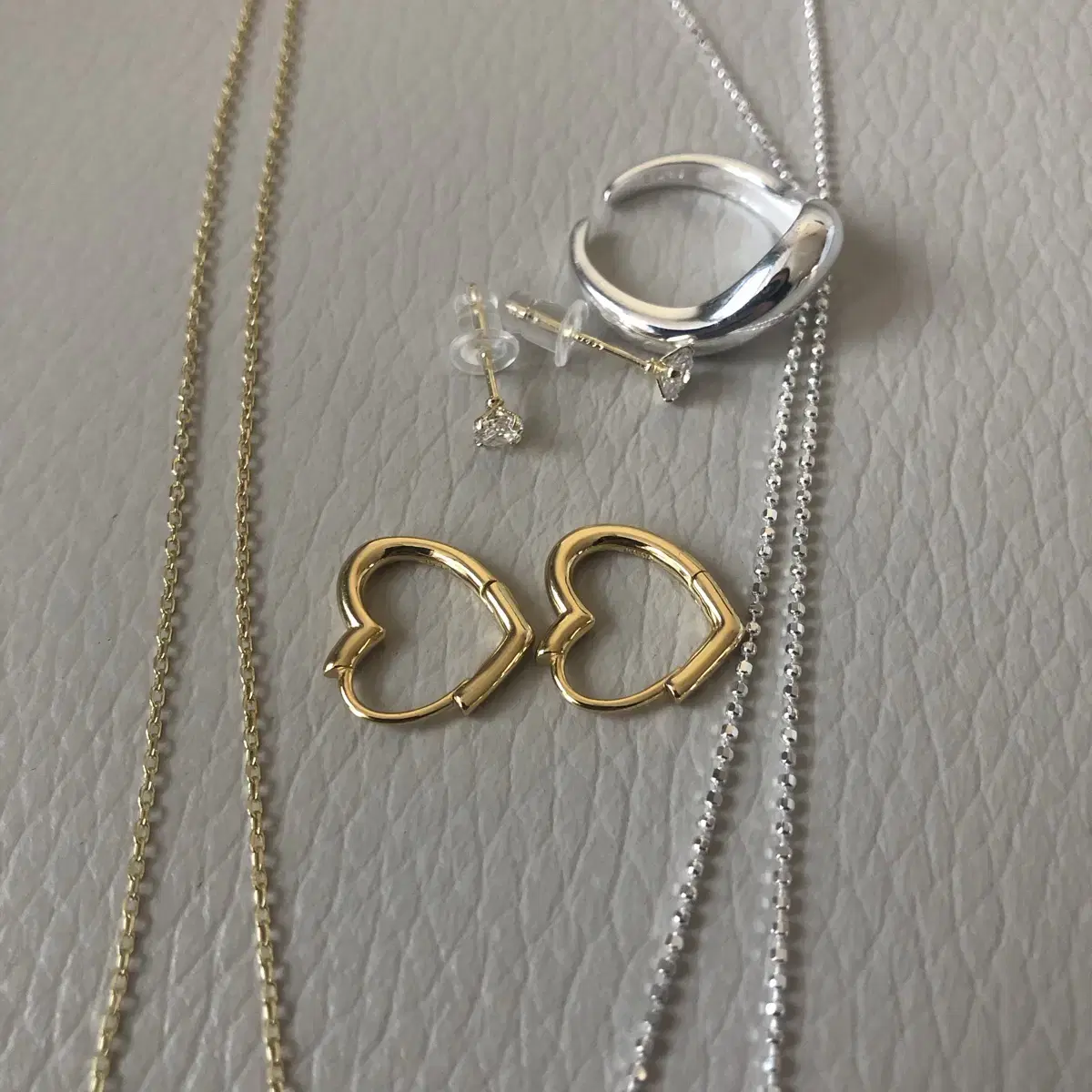 14k 목걸이2+14k 귀걸이2+s925 은반지 일괄 정리