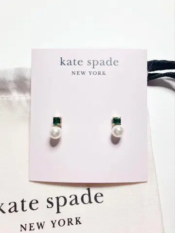 케이트 스페이드 리틀 젬 펄 앤 스톤 미니 귀걸이 그린