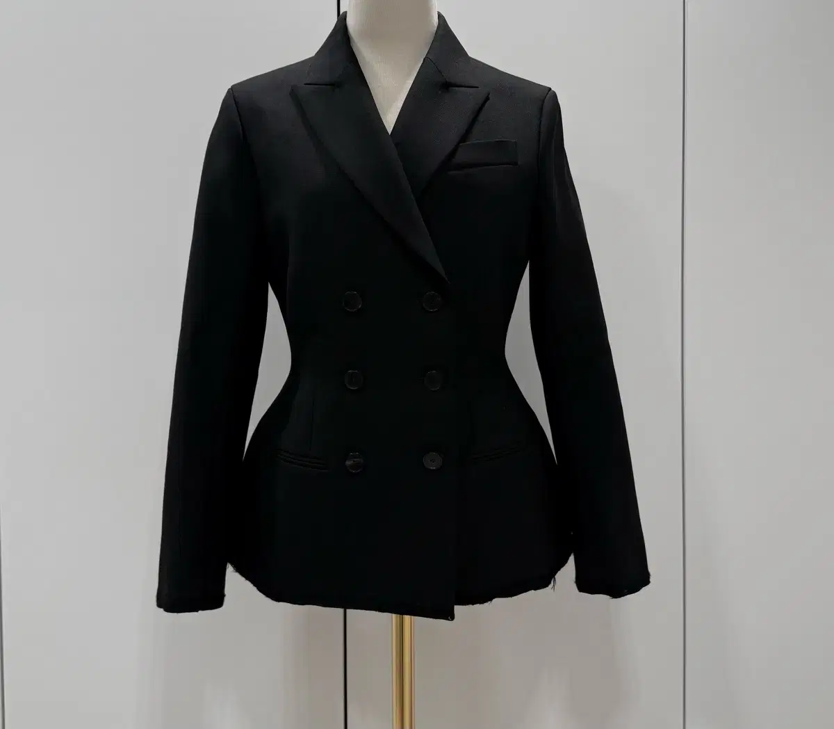 정품 DIOR 디올 블랙 울 모헤어 라인 자켓 34