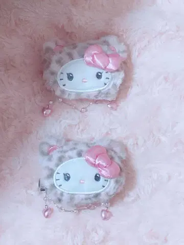 산리오 헬로키티 앞머리 클립 헤어 클립 레오파드 무늬 갸루 곰