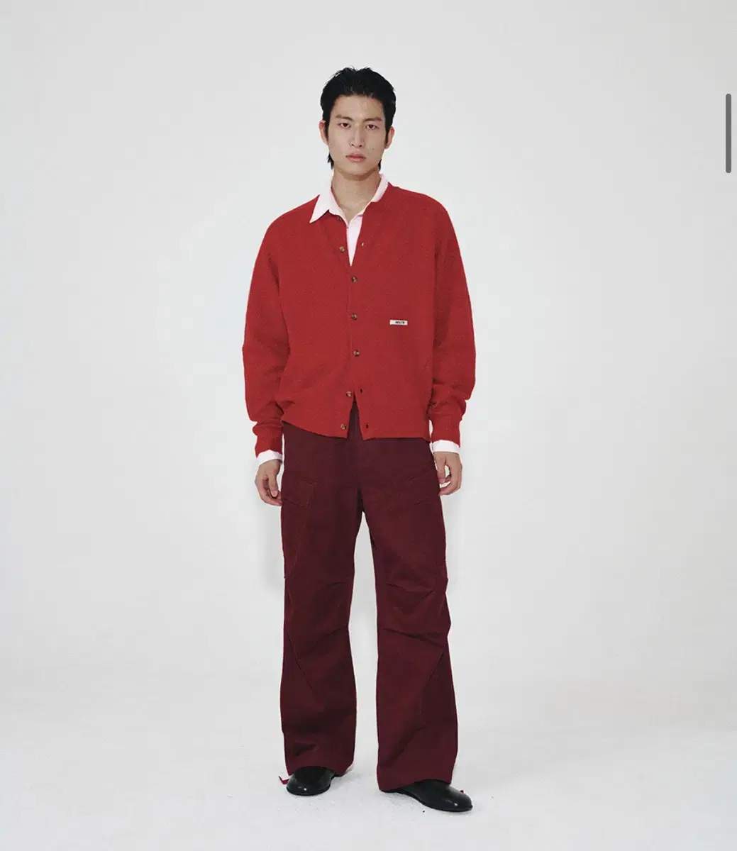 호이테 울 크롭 니트 가디건 레드 M