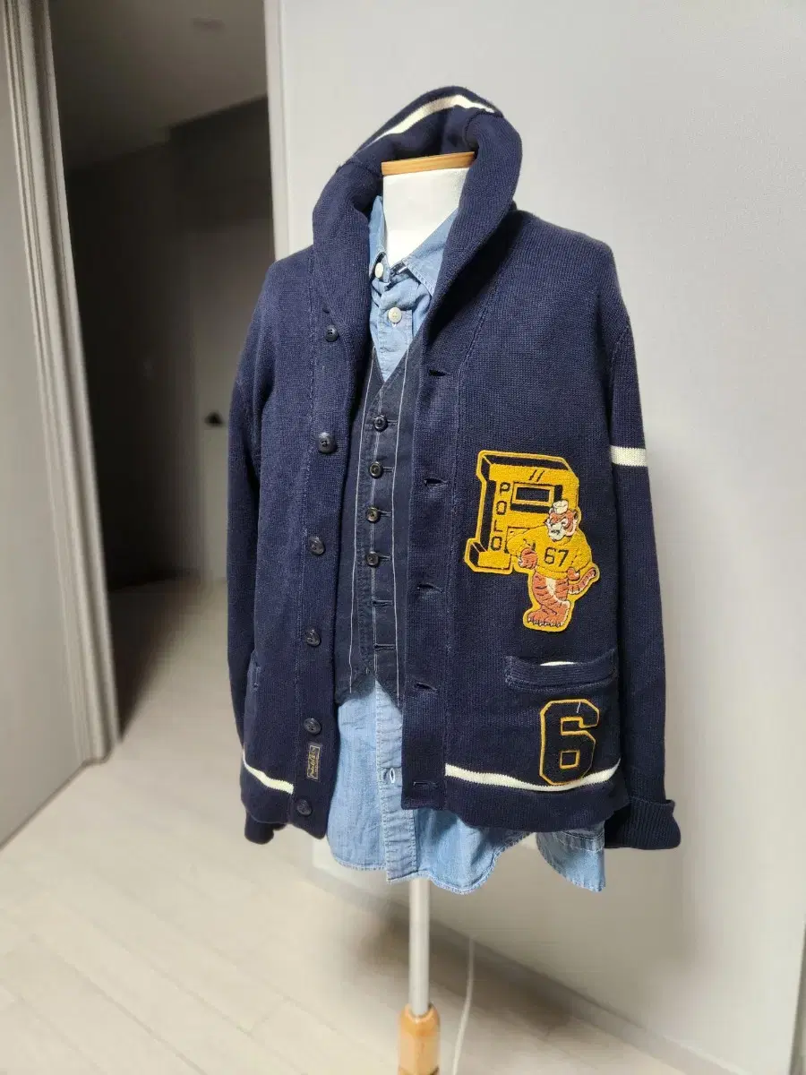 랄프로렌  타이거 숄카라 가디건  미듐정품