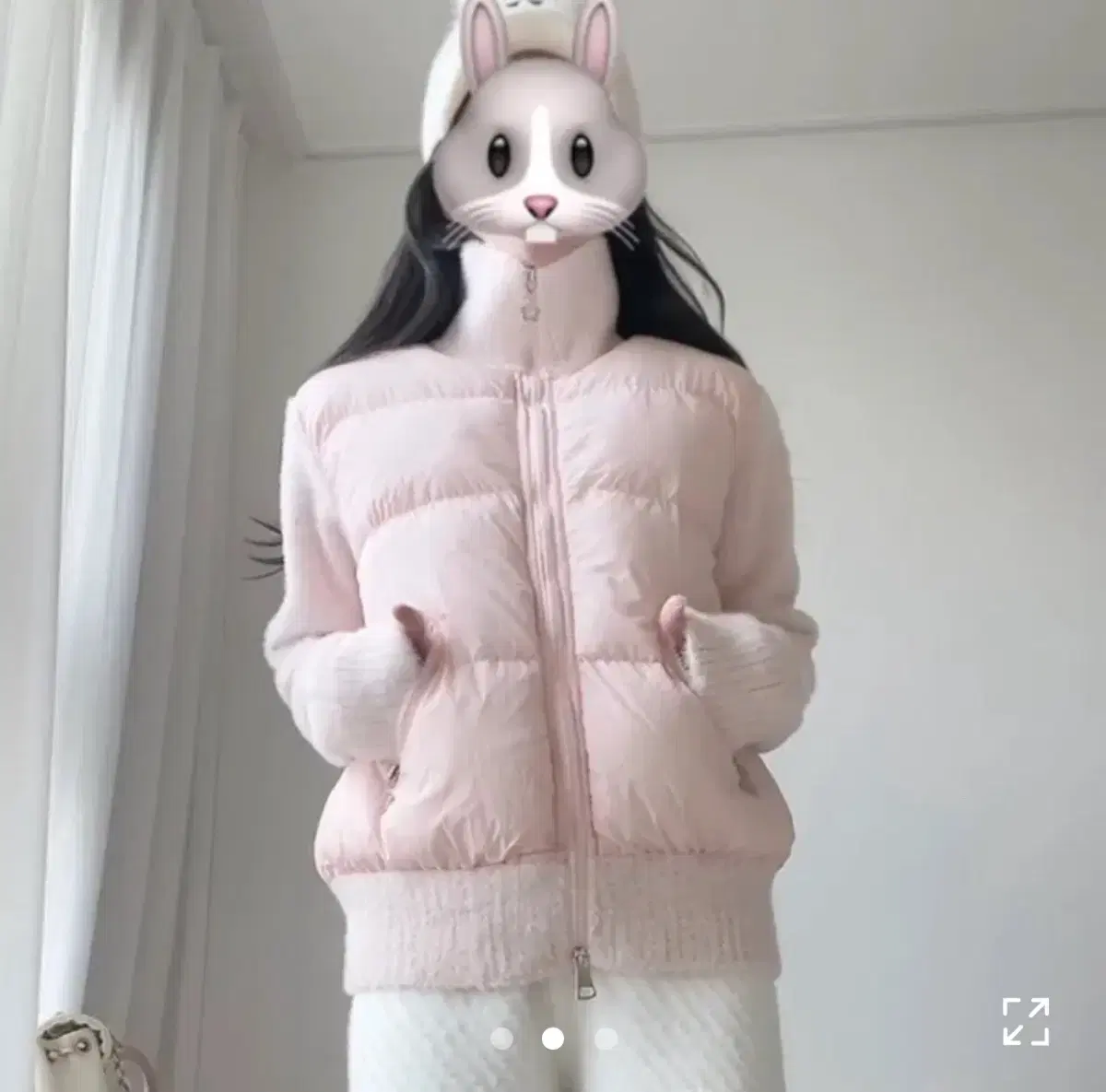 니트패딩 핑크 화이트