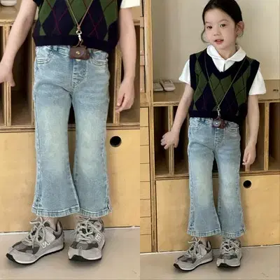 봄봄플레어데님팬츠,여아동 키즈 어린이 봄청바지