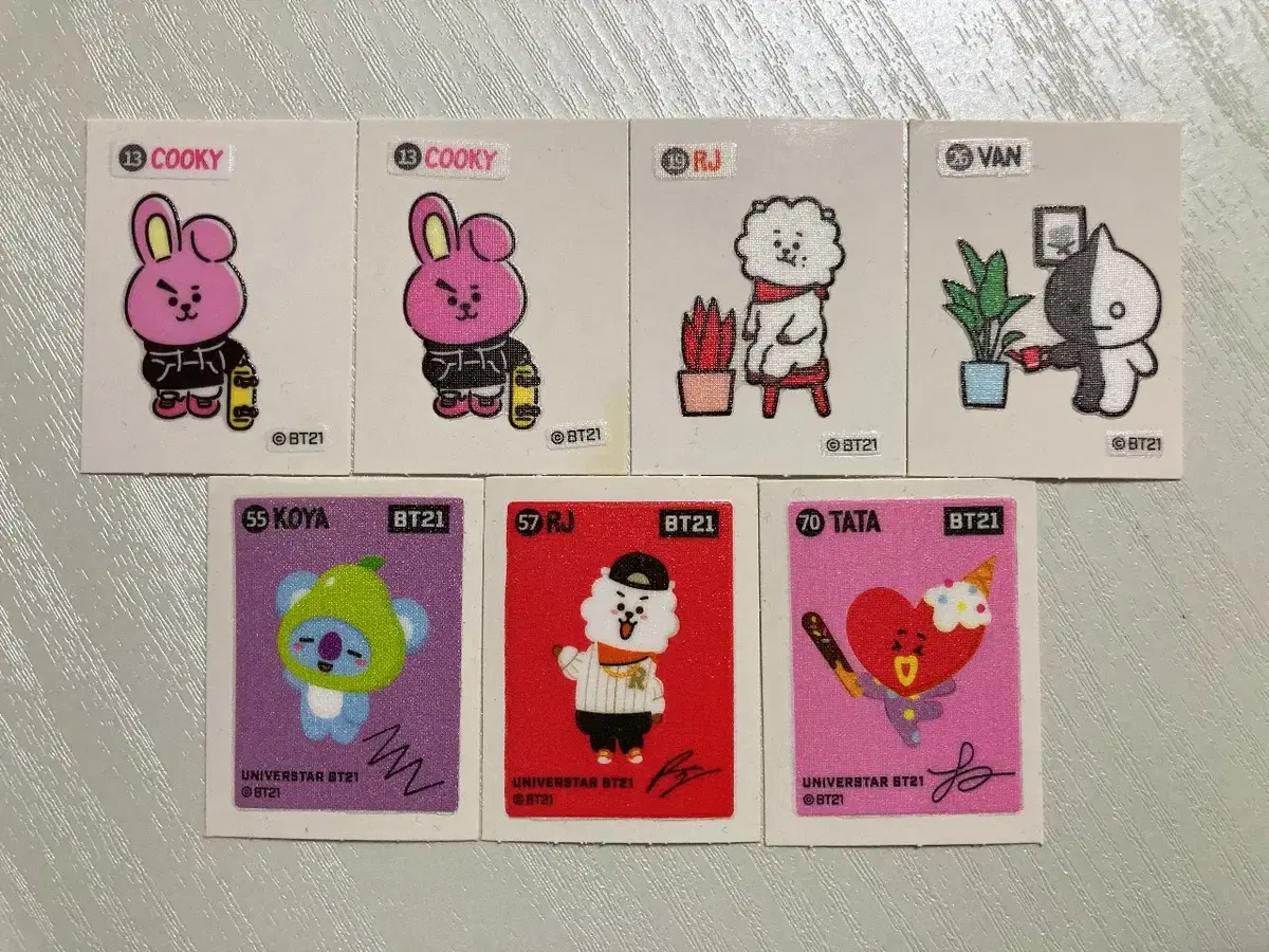 라인프렌즈BT21방탄소년단 띠부씰8,10,13,19,26,55,57,70