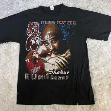 초레어 빈티지 USA 구제 의류 2pac 티셔츠 차콜 XL