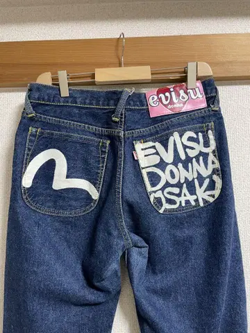 에비수 EVISUDONNAOSAKA 레어 데님 갈매기 페인트 청바지