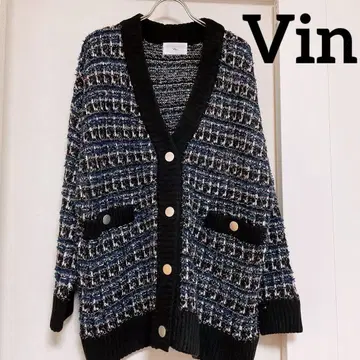 Vin 팬시 트위드 니트 가디건