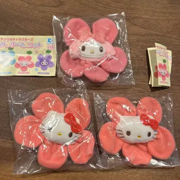 미니 플라워 마스코트 키티 2개 마이멜로디 1개 3개 세트 가챠