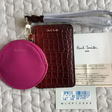PaulSmith 듀오 파우치 BPW310 악어 무늬 원형 핑크