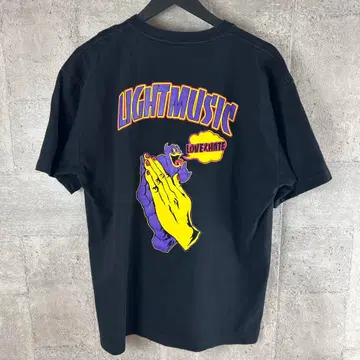 그래픽 티셔츠 LIGHTMUSIC 기도하는 손 LOVE RHATE 블랙