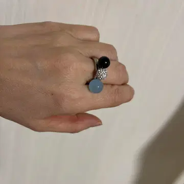 3개 반지 15호 아쿠아 마린 오닉스 반짝이