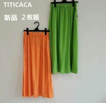 티티카카 새상품 원포인트 스커트 2피스 세트 오렌지 그린