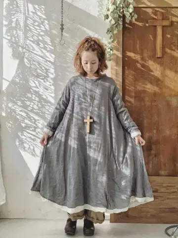 HALLELUJAH 하레루야 울 린넨 양치기 로브 원피스