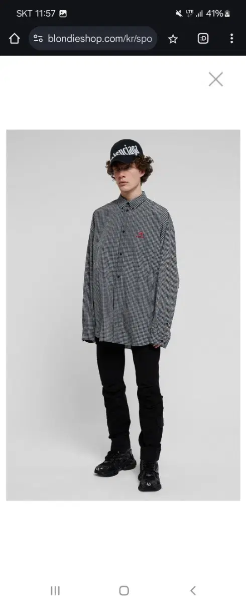 발렌시아가 마이크로 체크 셔츠 m