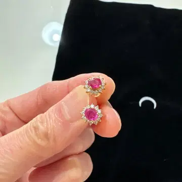 (최종 가격 반값 이하) 루비 다이아몬드 K14 귀걸이