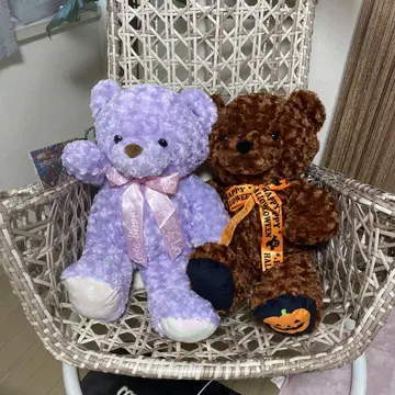 보라색과 브라운색 곰 봉제 인형 세트