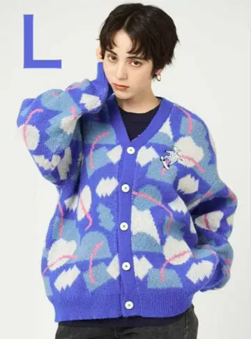 라무 찹 스케이트 워셔블 자카드 샤기 니트 가디건